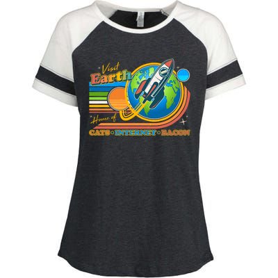 Visit Earth Home Of Cats Internet Bacon Enza Ladies Jersey Colorblock Tee