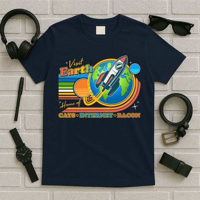 Visit Earth Home Of Cats Internet Bacon T-Shirt