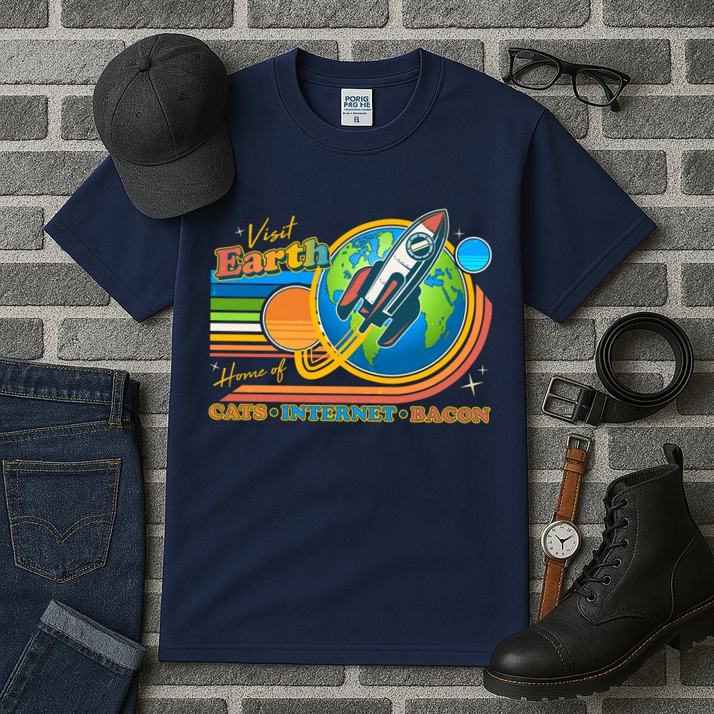 Visit Earth Home Of Cats Internet Bacon Tall T-Shirt
