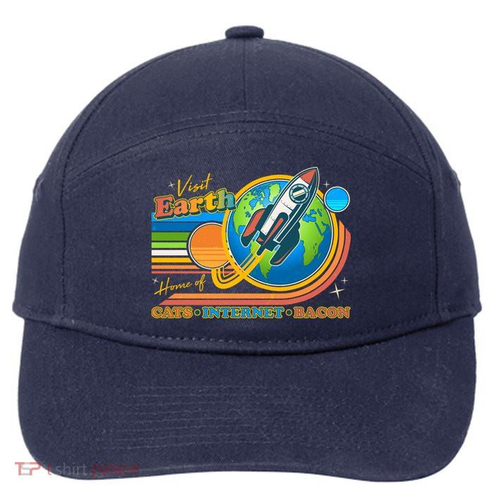 Visit Earth Home Of Cats Internet Bacon 7-Panel Snapback Hat