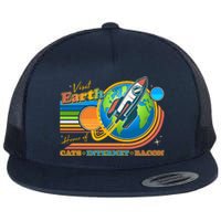 Visit Earth Home Of Cats Internet Bacon Flat Bill Trucker Hat