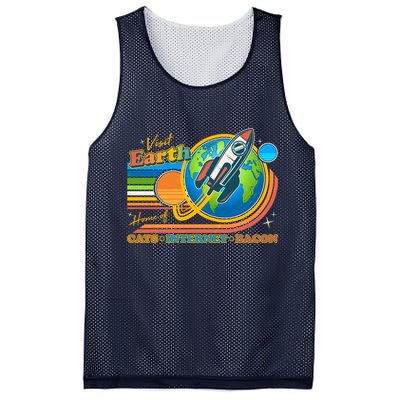 Visit Earth Home Of Cats Internet Bacon Mesh Reversible Basketball Jersey Tank