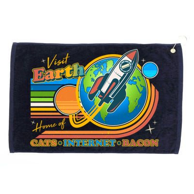 Visit Earth Home Of Cats Internet Bacon Grommeted Golf Towel