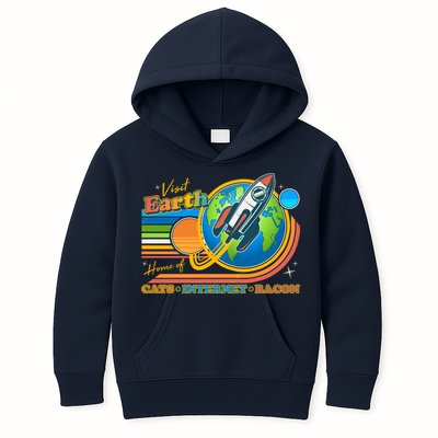 Visit Earth Home Of Cats Internet Bacon Kids Hoodie