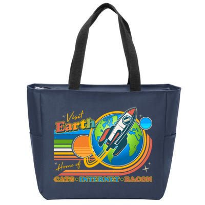 Visit Earth Home Of Cats Internet Bacon Zip Tote Bag