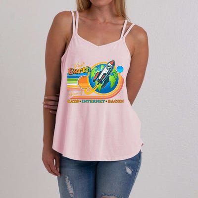 Visit Earth Home Of Cats Internet Bacon Women's Strappy Tank