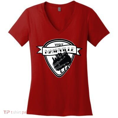 Visit Nashville Guitar Women's V-Neck T-Shirt