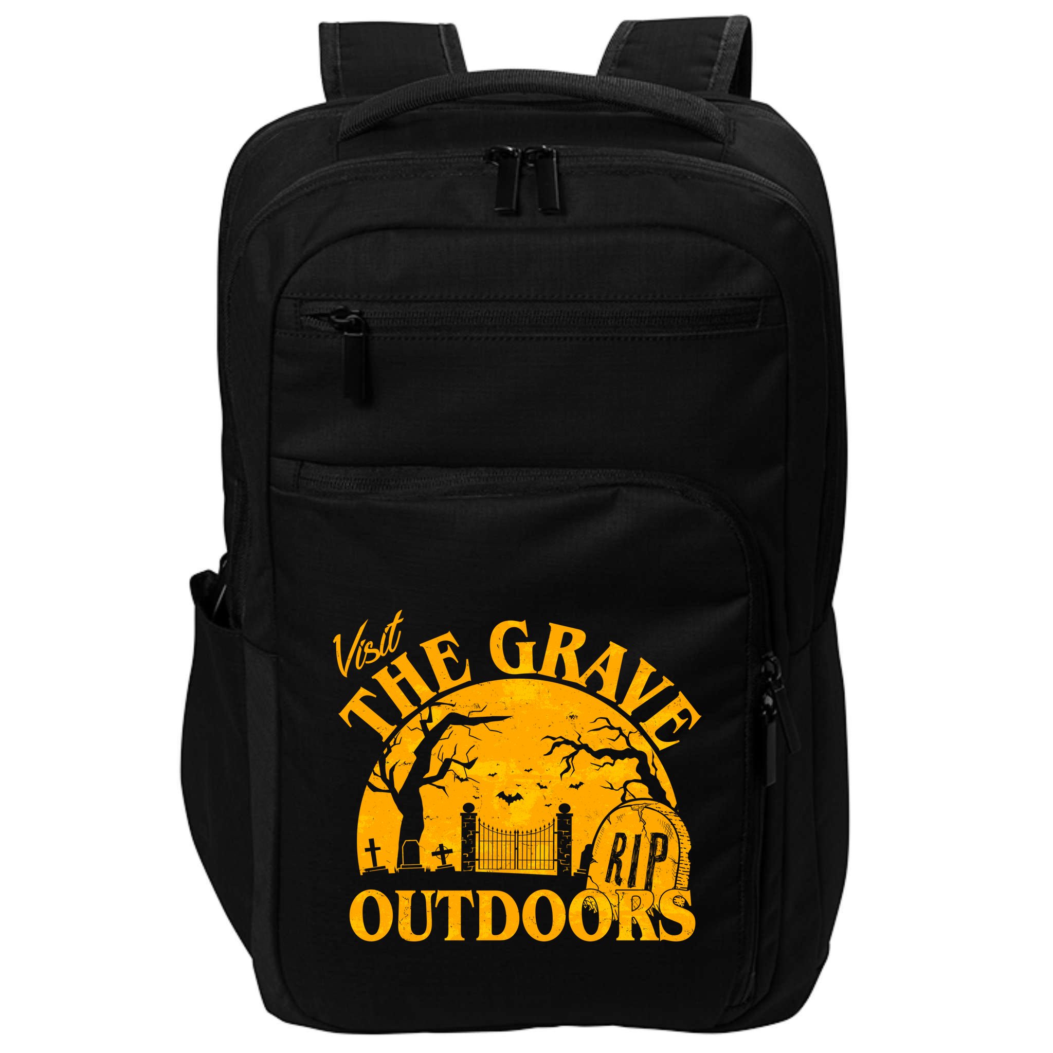 Visit The Grave Outdoors Funny Halloween Impact Tech Backpack