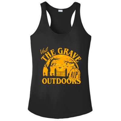 Visit The Grave Outdoors Funny Halloween Ladies PosiCharge Competitor Racerback Tank