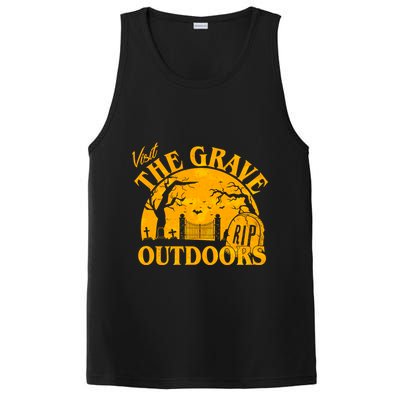 Visit The Grave Outdoors Funny Halloween PosiCharge Competitor Tank