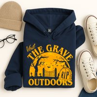 Visit The Grave Outdoors Funny Halloween Hoodie