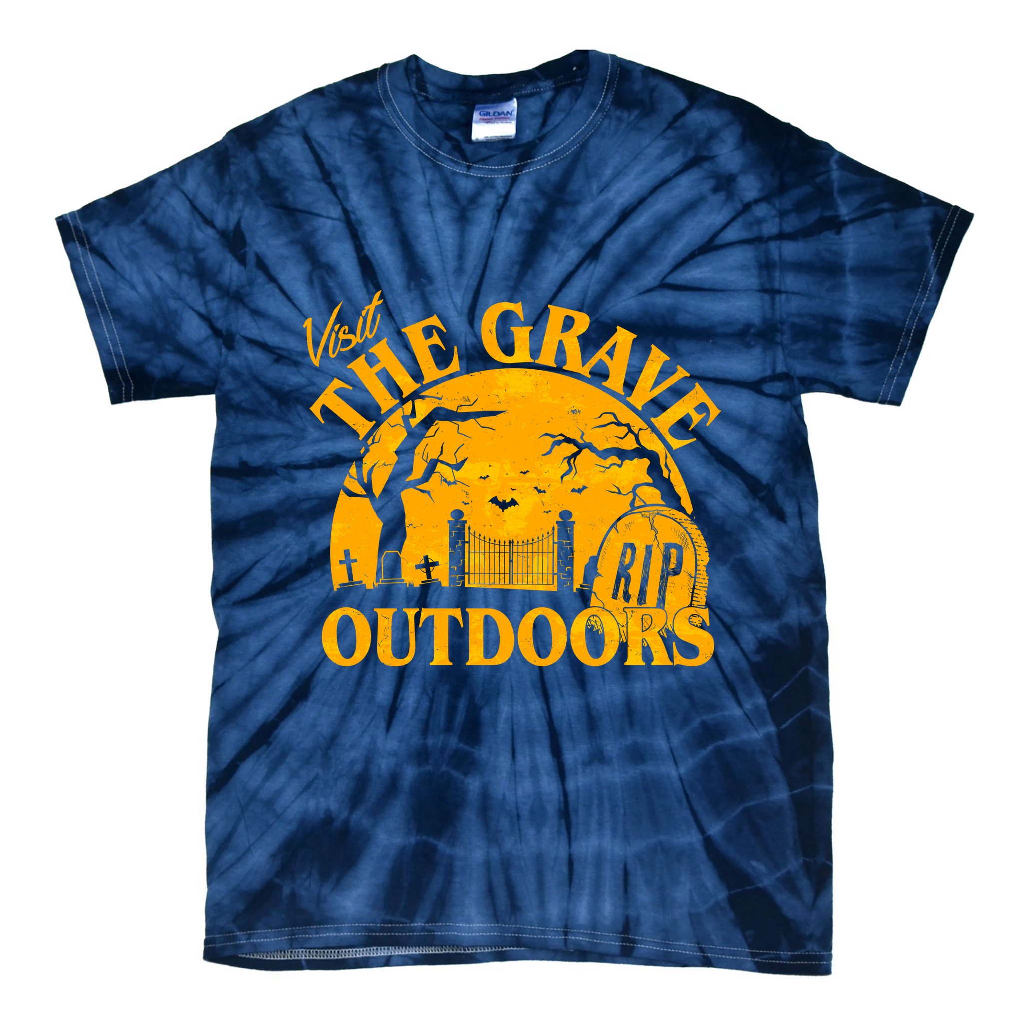 Visit The Grave Outdoors Funny Halloween Tie-Dye T-Shirt
