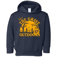 Visit The Grave Outdoors Funny Halloween Toddler Hoodie