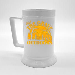 Visit The Grave Outdoors Funny Halloween Beer Stein