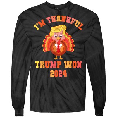 Vintage IM Thankful Trump Won 2024 Tie-Dye Long Sleeve Shirt