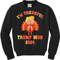 Vintage IM Thankful Trump Won 2024 Kids Sweatshirt