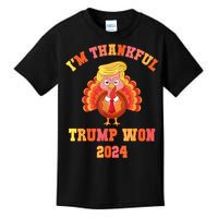 Vintage IM Thankful Trump Won 2024 Kids T-Shirt