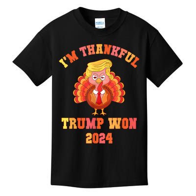 Vintage IM Thankful Trump Won 2024 Kids T-Shirt