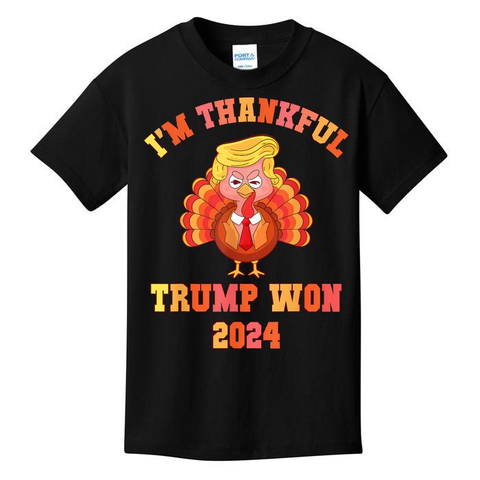 Vintage IM Thankful Trump Won 2024 Kids T-Shirt