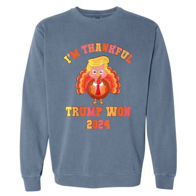 Vintage IM Thankful Trump Won 2024 Garment-Dyed Sweatshirt