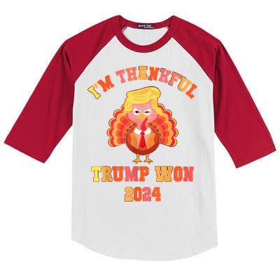 Vintage IM Thankful Trump Won 2024 Kids Colorblock Raglan Jersey