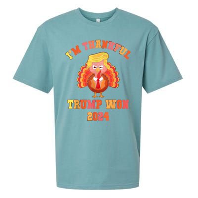 Vintage IM Thankful Trump Won 2024 Sueded Cloud Jersey T-Shirt