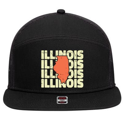 Vintage Illinois Usa State 7 Panel Mesh Trucker Snapback Hat