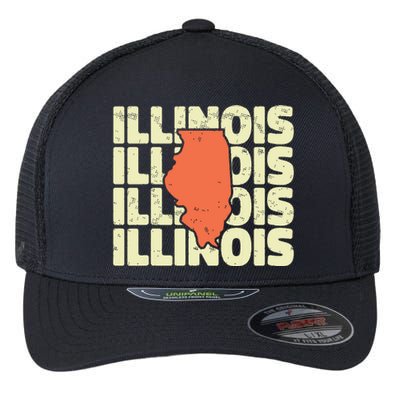 Vintage Illinois Usa State Flexfit Unipanel Trucker Cap