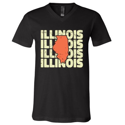 Vintage Illinois Usa State V-Neck T-Shirt