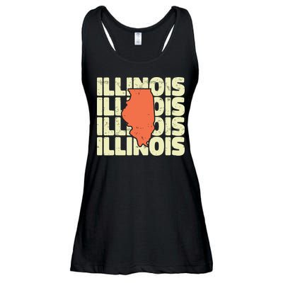 Vintage Illinois Usa State Ladies Essential Flowy Tank