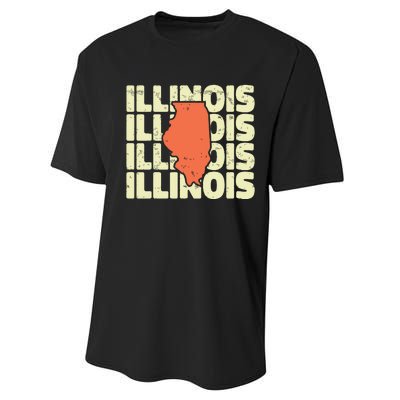 Vintage Illinois Usa State Performance Sprint T-Shirt