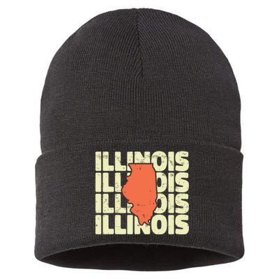 Vintage Illinois Usa State Sustainable Knit Beanie