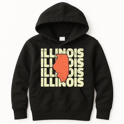 Vintage Illinois Usa State Kids Hoodie