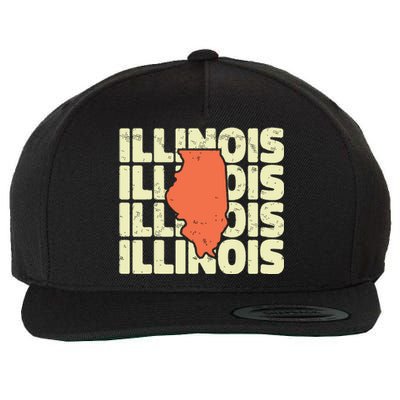 Vintage Illinois Usa State Wool Snapback Cap