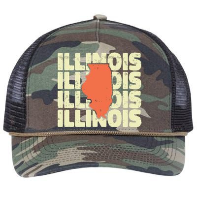 Vintage Illinois Usa State Retro Rope Trucker Hat Cap