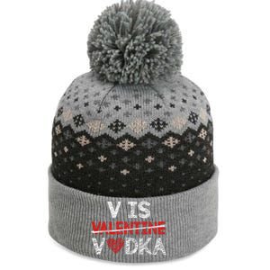 V Is Valentines Vodka Funny Hearts Love Valentine's Day The Baniff Cuffed Pom Beanie