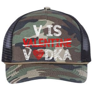 V Is Valentines Vodka Funny Hearts Love Valentine's Day Retro Rope Trucker Hat Cap