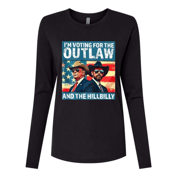 Vintage IM Voting For The Outlaw And The Hillbilly On Back Womens Cotton Relaxed Long Sleeve T-Shirt