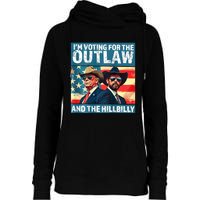 Vintage IM Voting For The Outlaw And The Hillbilly On Back Womens Funnel Neck Pullover Hood