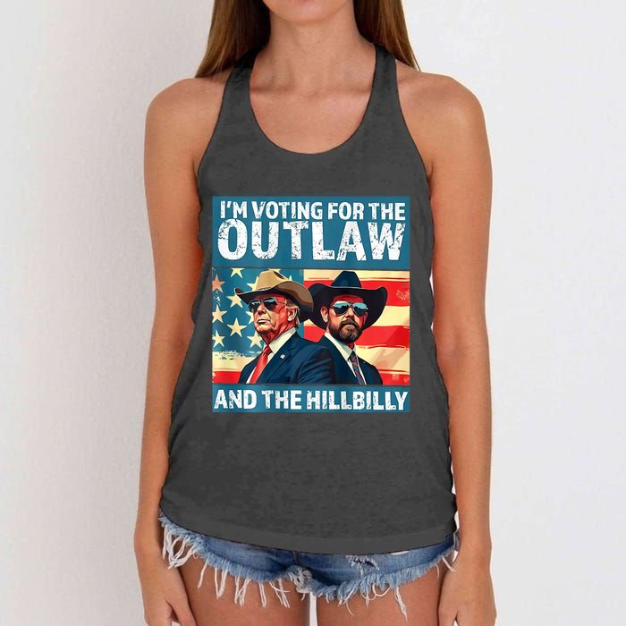 Vintage IM Voting For The Outlaw And The Hillbilly On Back Women's Knotted Racerback Tank