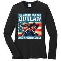 Vintage IM Voting For The Outlaw And The Hillbilly On Back Ladies Long Sleeve Shirt