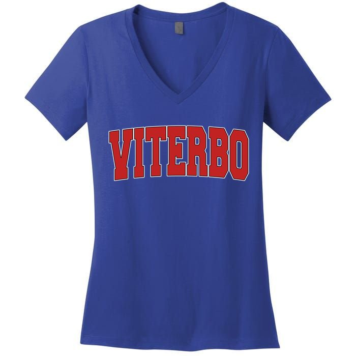 Viterbo Italy Varsity Style Vintage Retro Italian Sports Cute Gift Women's V-Neck T-Shirt