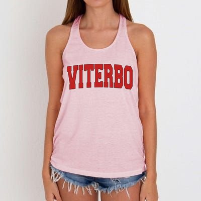 Viterbo Italy Varsity Style Vintage Retro Italian Sports Cute Gift Women's Knotted Racerback Tank