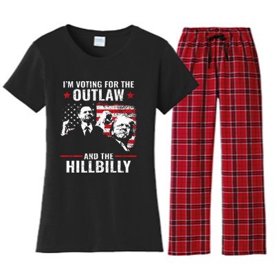 Vintage IM Voting For The Outlaw And The Hillbilly 2024 Women's Flannel Pajama Set