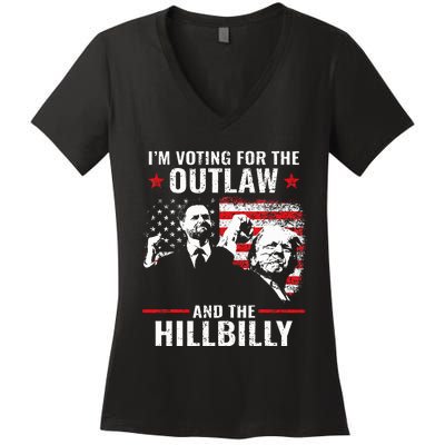 Vintage IM Voting For The Outlaw And The Hillbilly 2024 Women's V-Neck T-Shirt