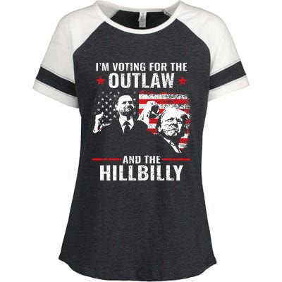 Vintage IM Voting For The Outlaw And The Hillbilly 2024 Enza Ladies Jersey Colorblock Tee