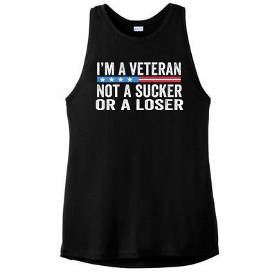 Vintage IM Veteran Not A Sucker Or A Loser Ladies PosiCharge Tri-Blend Wicking Tank