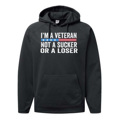 Vintage IM Veteran Not A Sucker Or A Loser Performance Fleece Hoodie