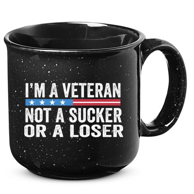 Vintage IM Veteran Not A Sucker Or A Loser 15oz Campfire Ceramic Mug