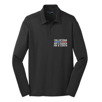 Vintage IM Veteran Not A Sucker Or A Loser Silk Touch Performance Long Sleeve Polo